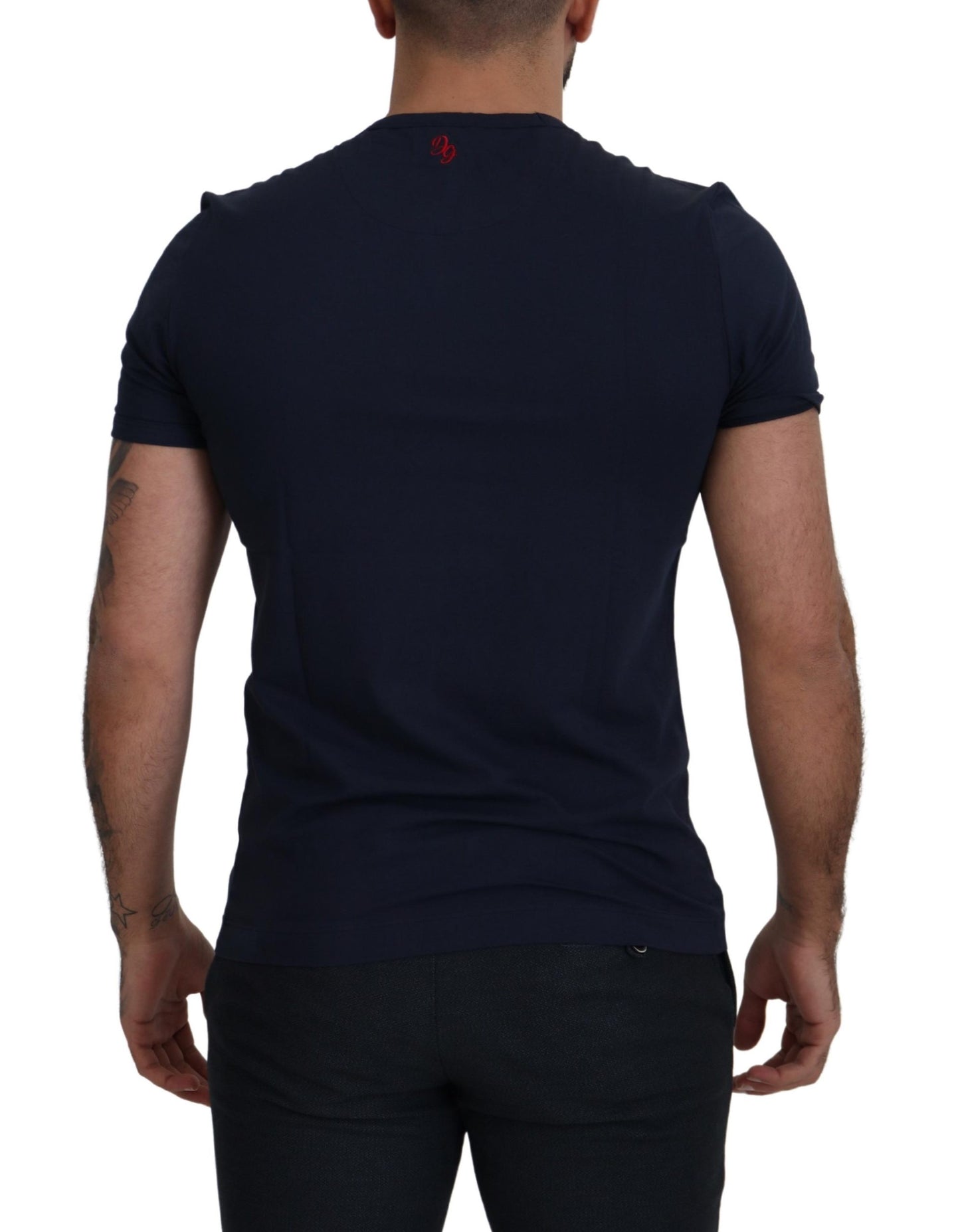 Elegant Crewneck Cotton Tee in Blue