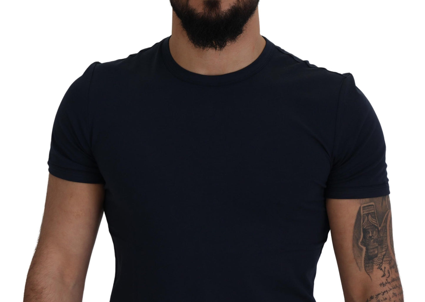 Elegant Crewneck Cotton Tee in Blue