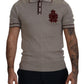 Elegant Gray Silk Collared T-Shirt