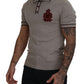 Elegant Gray Silk Collared T-Shirt