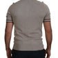 Elegant Gray Silk Collared T-Shirt