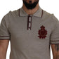 Elegant Gray Silk Collared T-Shirt