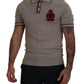 Elegant Gray Silk Collared T-Shirt