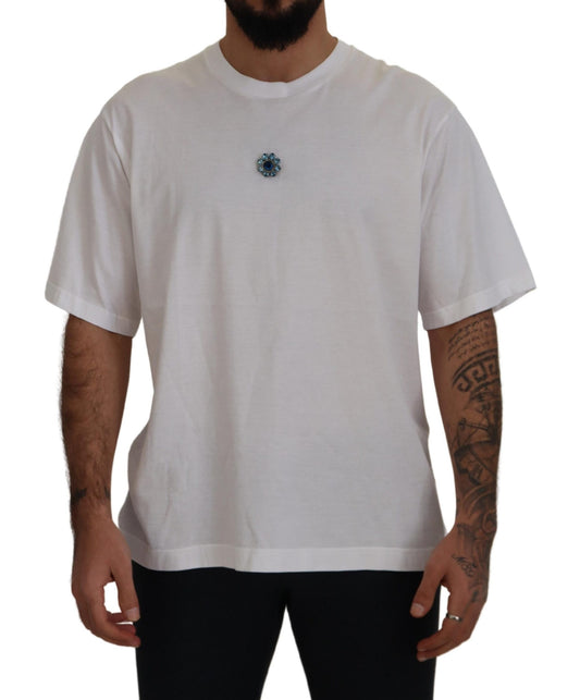 Elegant White Cotton Crewneck T-Shirt