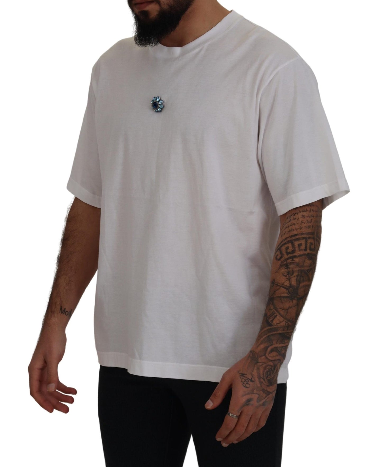 Elegant White Cotton Crewneck T-Shirt