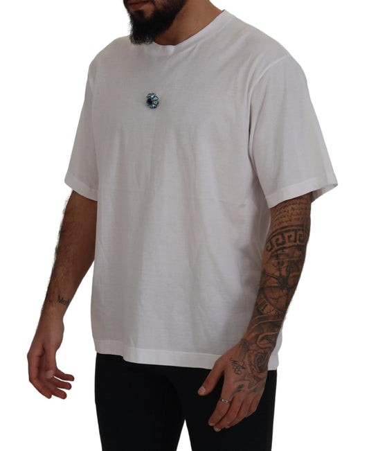 Elegant White Cotton Crewneck T-Shirt