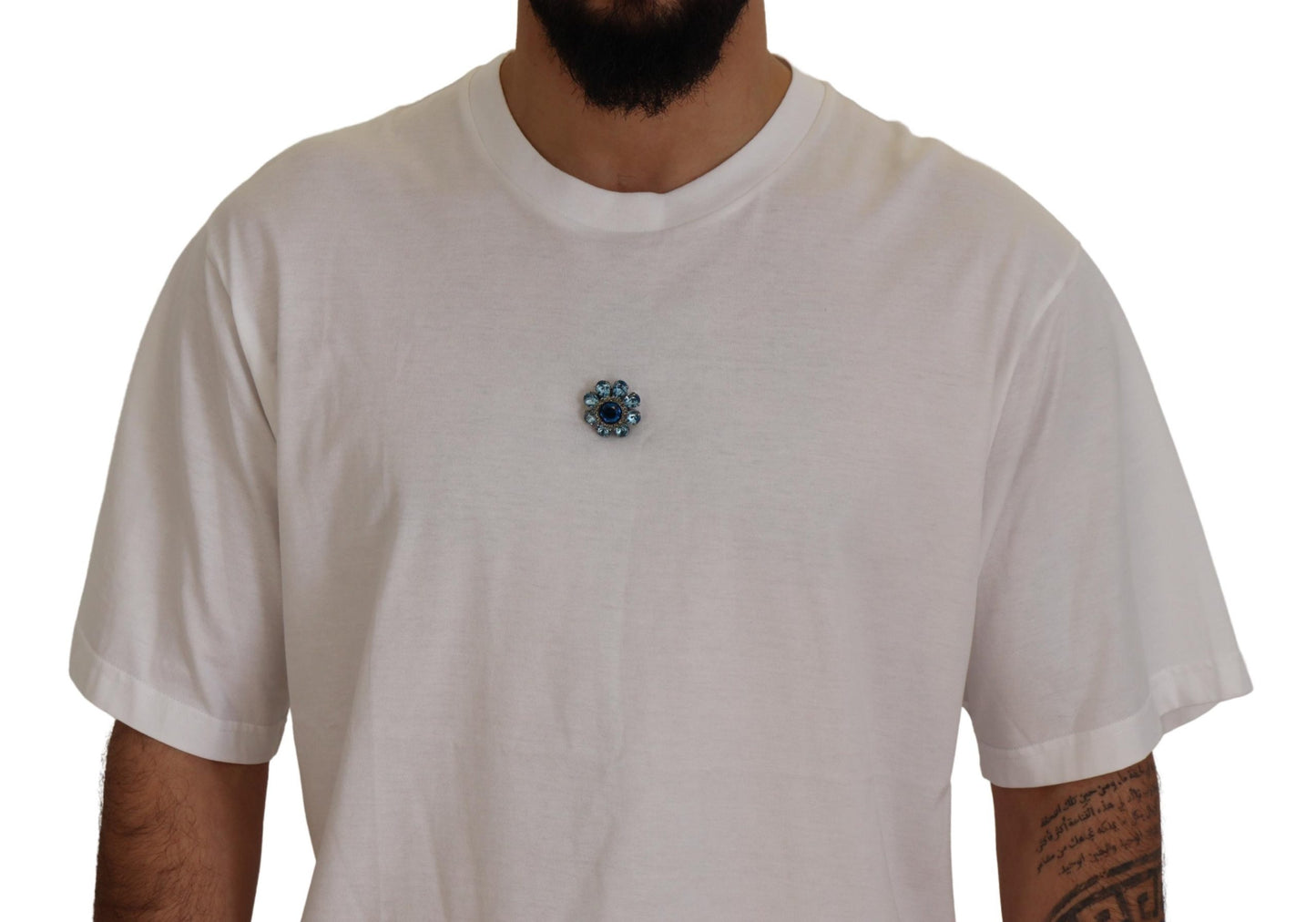 Elegant White Cotton Crewneck T-Shirt