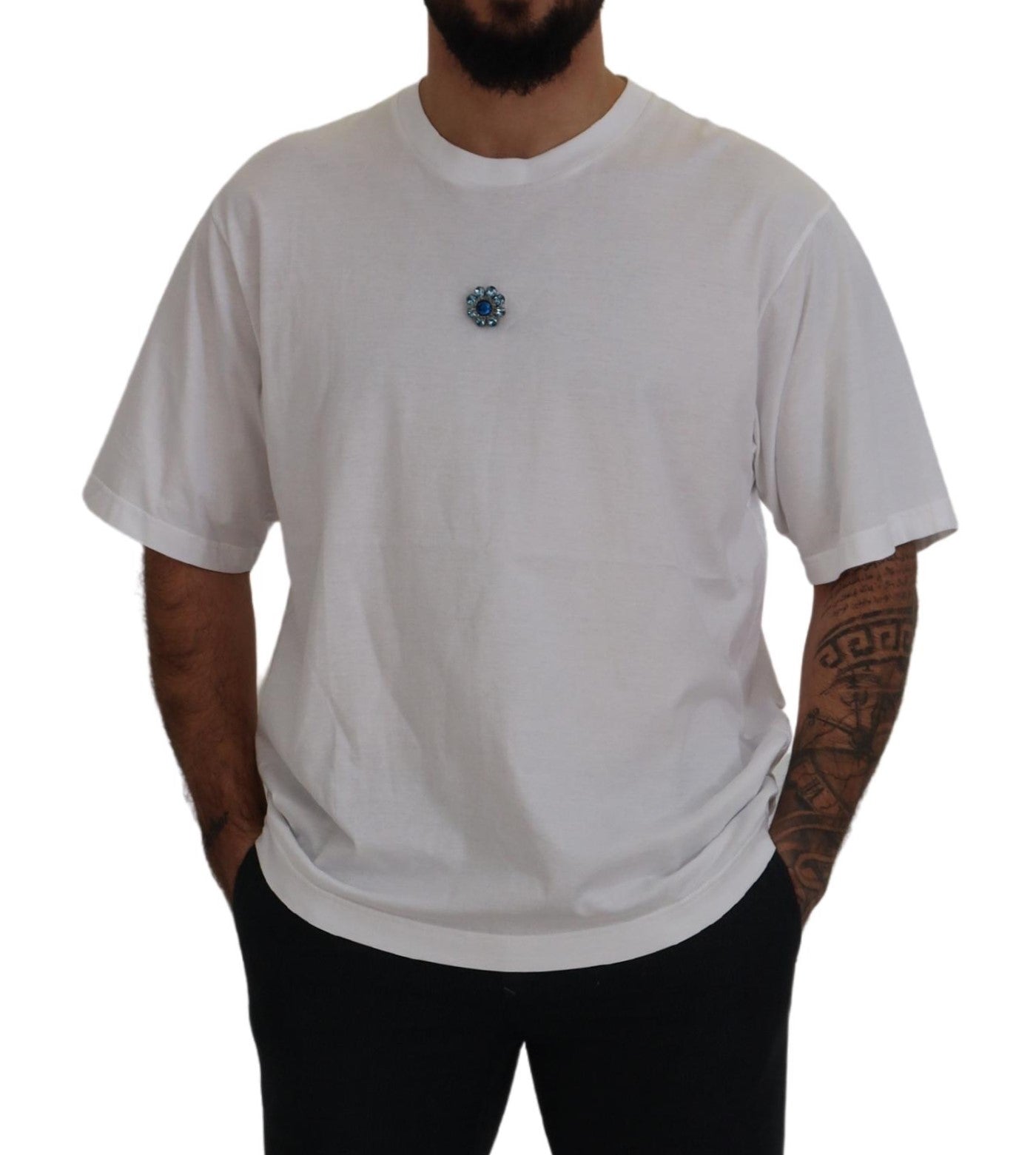 Elegant White Cotton Crewneck T-Shirt