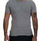 Elegant Gray Crewneck Cotton Tee