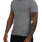 Elegant Gray Crewneck Cotton Tee