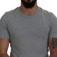 Elegant Gray Crewneck Cotton Tee