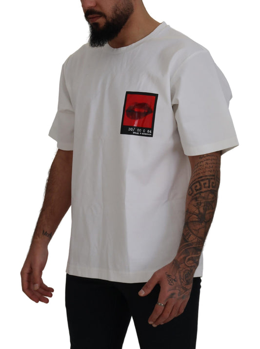 Elegant White Crewneck Cotton Tee
