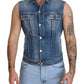 Elegant Single Breasted Denim Vest