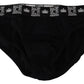 Elegant Black Designer Briefs with Logo Waistband
