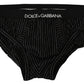 Elegant Black Striped Cotton Briefs