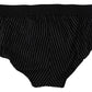 Elegant Black Striped Cotton Briefs