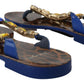 Blue Leopard Crystal Embellished Sandals