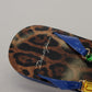 Blue Leopard Crystal Embellished Sandals