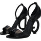 Elegant Black Leather Ankle Strap Sandals