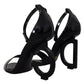 Elegant Black Leather Ankle Strap Sandals