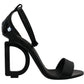 Elegant Black Leather Ankle Strap Sandals