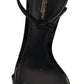 Elegant Black Leather Ankle Strap Sandals