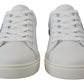 Elegant White Lace-Up Leather Sneakers