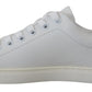 Elegant White Lace-Up Leather Sneakers