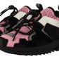 Chic Black Lace-up Sneakers with Pink Detail