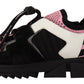 Chic Black Lace-up Sneakers with Pink Detail