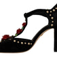 Elegant Embellished T-Strap Heels Sandals
