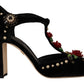 Elegant Embellished T-Strap Heels Sandals