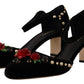 Floral Embellished T-Strap Heels Sandals