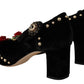Floral Embellished T-Strap Heels Sandals
