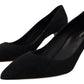 Elegant Black Leather Stiletto Heels