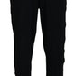 Elegant Black Drawstring Cotton Pants
