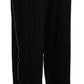 Elegant Black Drawstring Cotton Pants