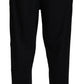 Elegant Black Drawstring Cotton Pants