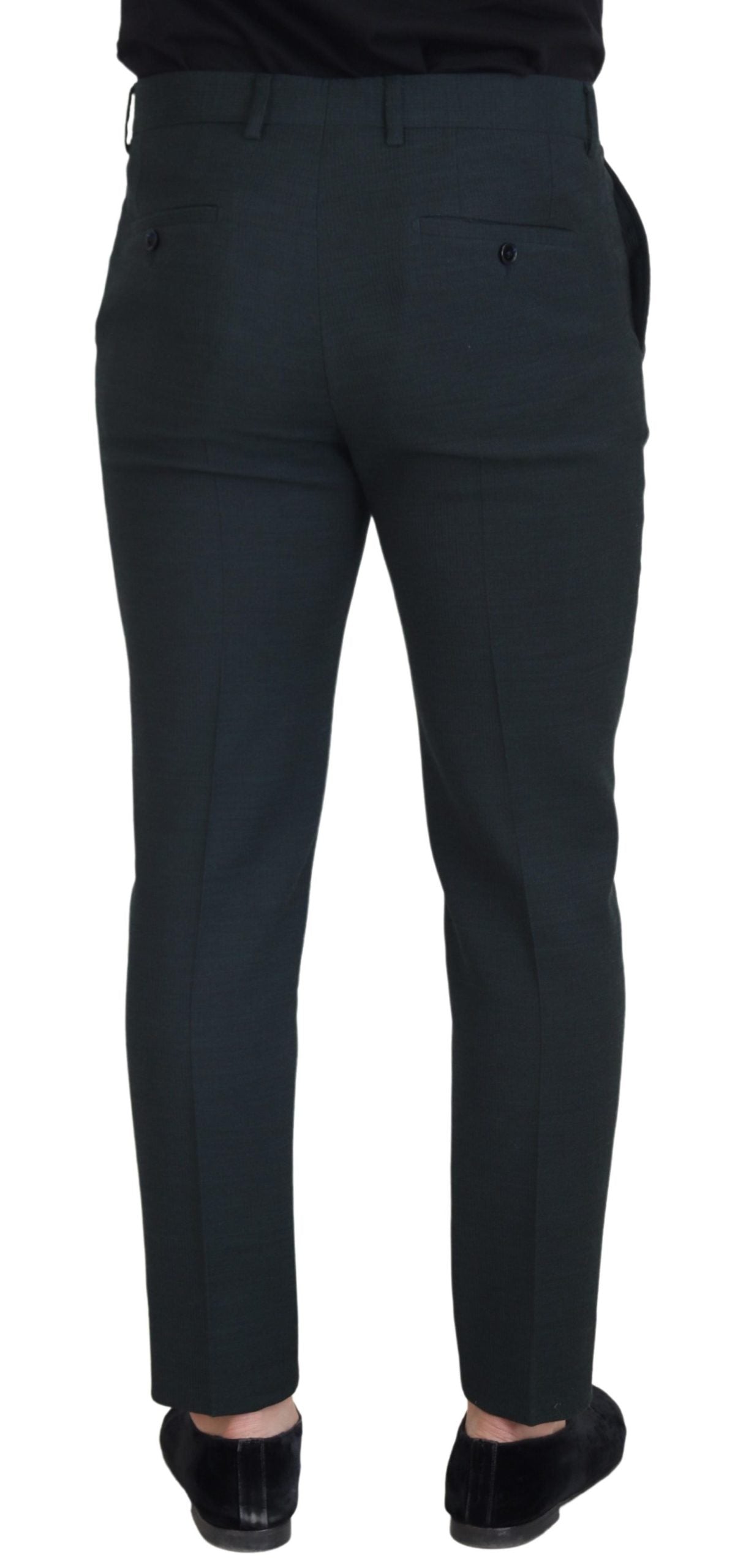 Elegant Blue Virgin Wool Trousers