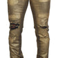 Elegant Gold Denim Elegance