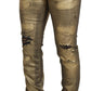 Elegant Gold Denim Elegance