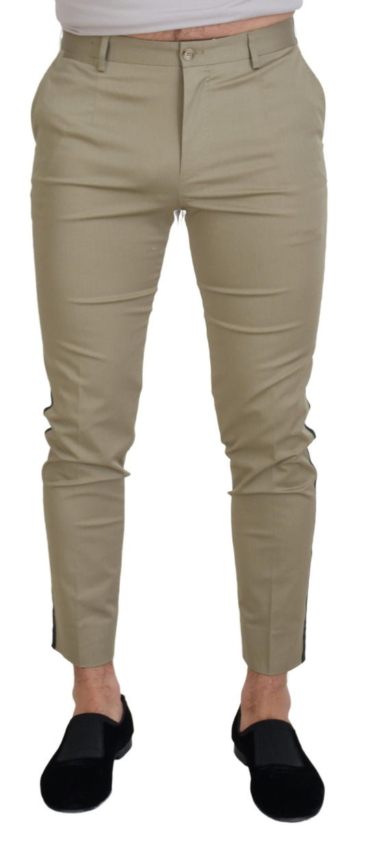 Chic Two Tone Cotton Blend Trousers