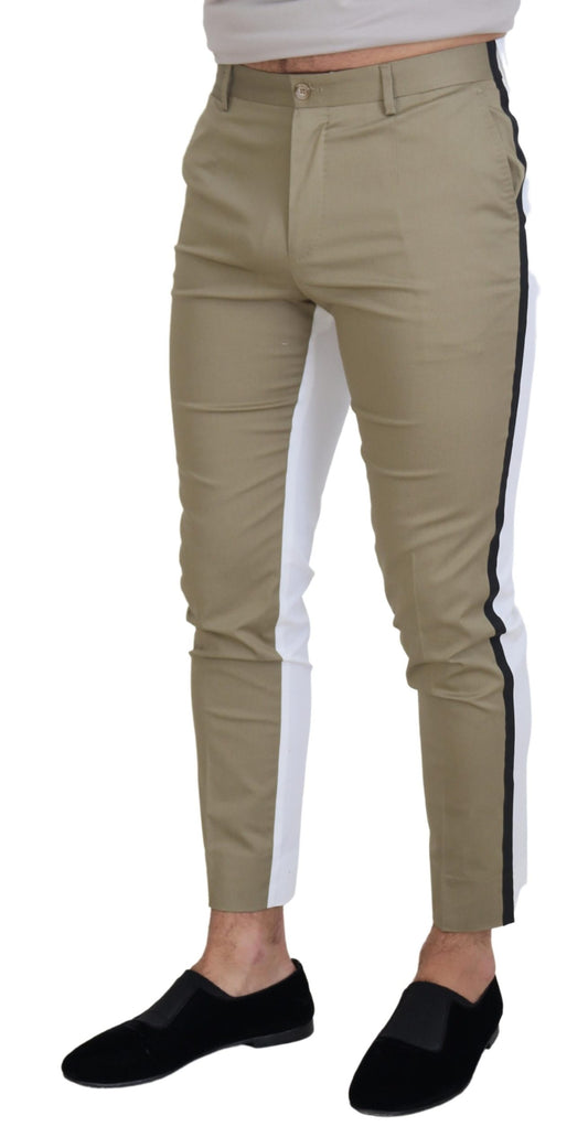 Chic Two Tone Cotton Blend Trousers