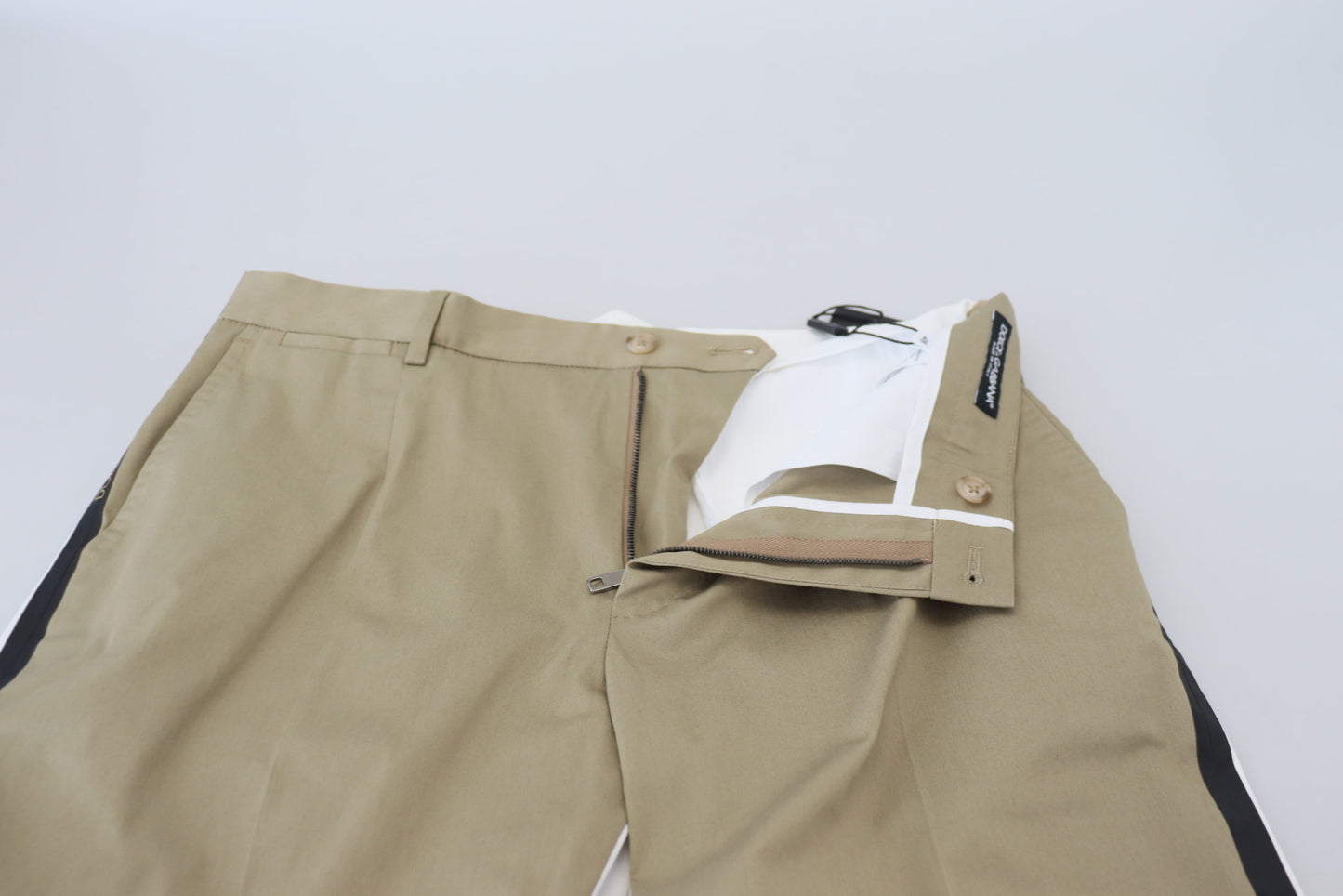 Chic Two Tone Cotton Blend Trousers