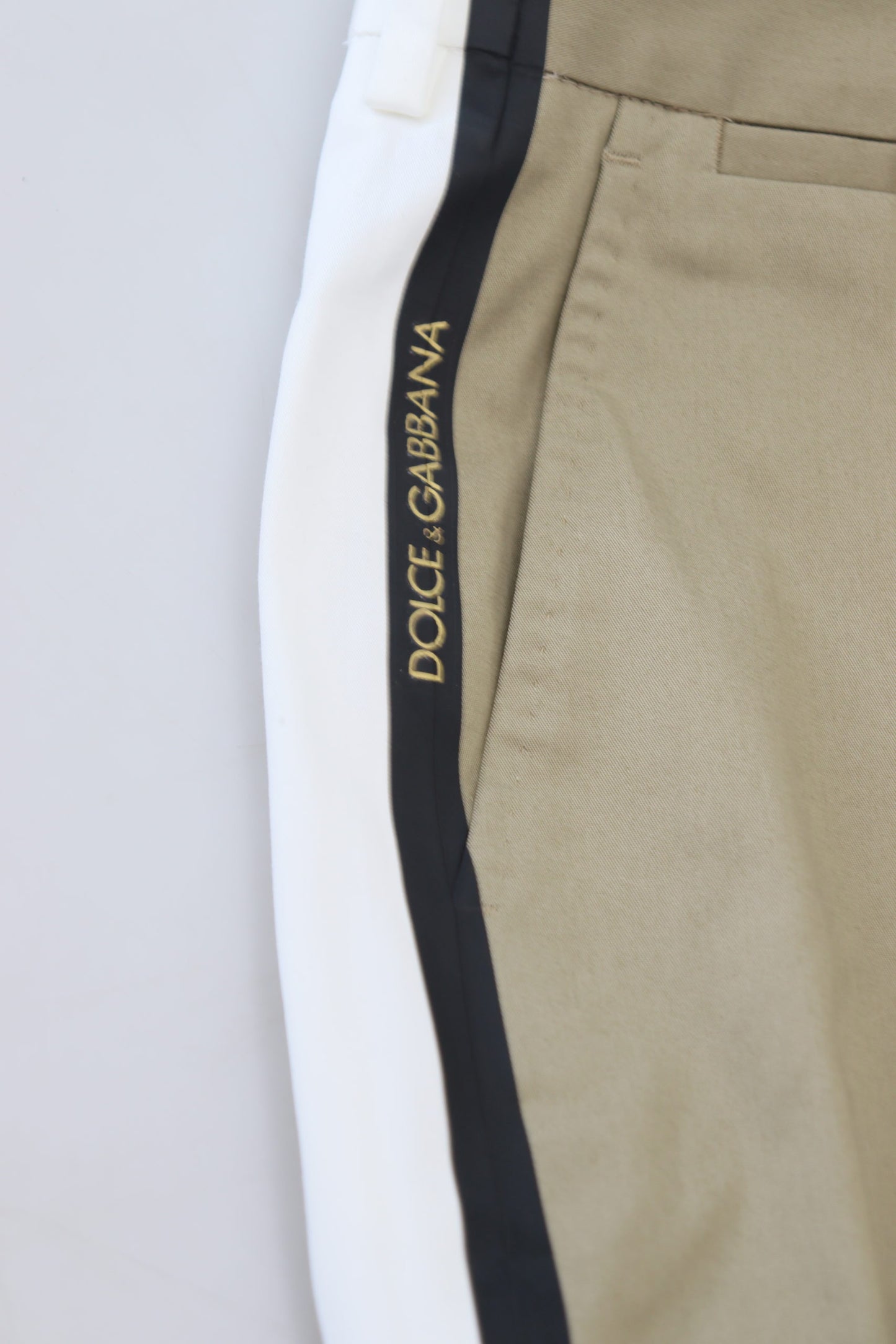 Chic Two Tone Cotton Blend Trousers