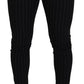 Elegant Black Striped Wool Trousers