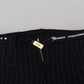Elegant Black Striped Wool Trousers