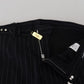 Elegant Black Striped Wool Trousers
