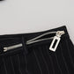 Elegant Black Striped Wool Trousers