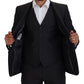 Elegant Gray Martini Three-Piece Wool Silk Suit